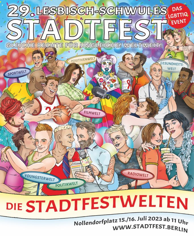 Plakatillustration , "Lesbisch-schwules Stadtfest", Berlin